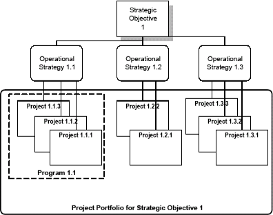 Figure 1: Schematic of strategies, projects, a program and a project portfolio