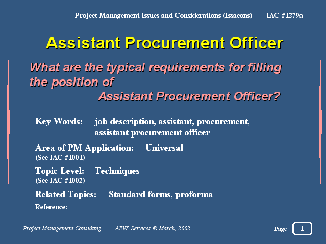 Assistant Procurement Officer